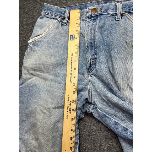 Rustler Jeans Mens 32x32 Blue Fits 32x27 Carpenter Denim Workwear Distressed - Picture 4 of 16